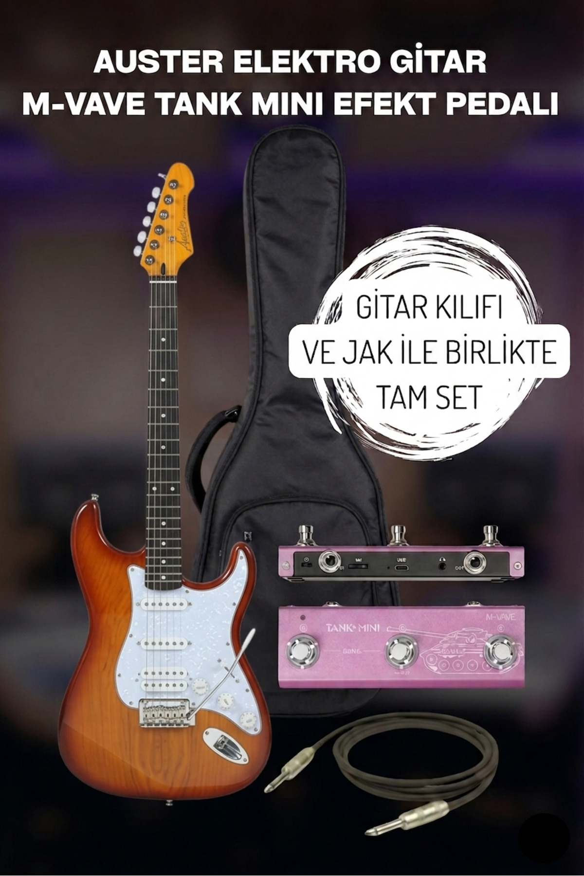 Kahverengi — AS100 California Series Elektro Gitar Sahne Seti! (Gitar Kılıfı + Jak Kablosu ve M-Vave Tank Mini Prosesör)