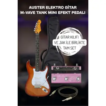 Kahverengi — AS100 California Series Elektro Gitar Sahne Seti! (Gitar Kılıfı + Jak Kablosu ve M-Vave Tank Mini Prosesör)