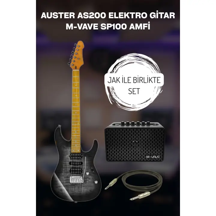 Büyütmek için tıkla Custom Shop AS200 Series Elektro Gitar Sahne Seti! (Gitar Kılıfı + Jak Kablosu ve M-Vawe Sp100 Amfi)