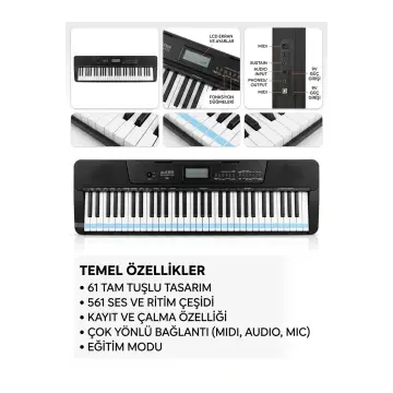 Auster Org 61 Tuş Hassasiyetli 5 Oktav Org Piyano Tuşlu Org 61 Tuş Org Auster 61 Org