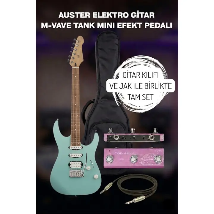 Büyütmek için tıkla Mavi — As120 California Series Elektro Gitar Sahne Seti! (Gitar Kılıfı + Jak Kablosu ve M-Vave Tank Mini Prosesör)