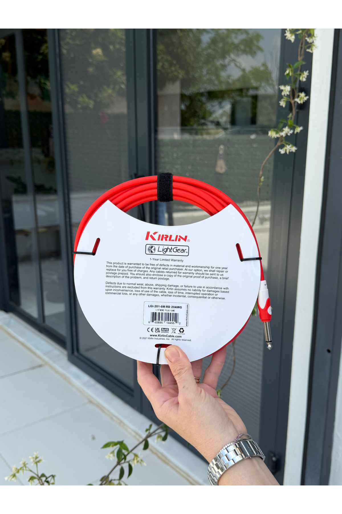 Kirlin LightGear Profesyonel Gitar Kablosu - 6 Metre, 20AWG Gürültüsüz Enstrüman Kablosu (Kırmızı)