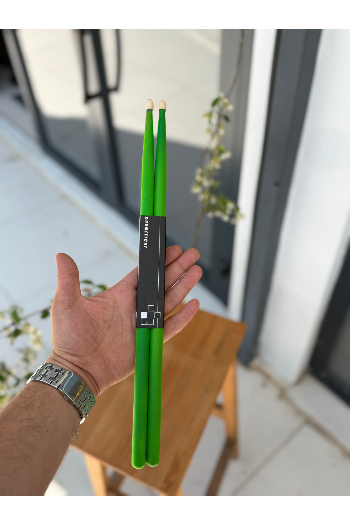 Cuba Percs 5A Renkli Davul Bageti - Yüksek Dayanıklılık, Kaymaz Özel Kaplama Canlı Neon Yeşil Baget Seti
