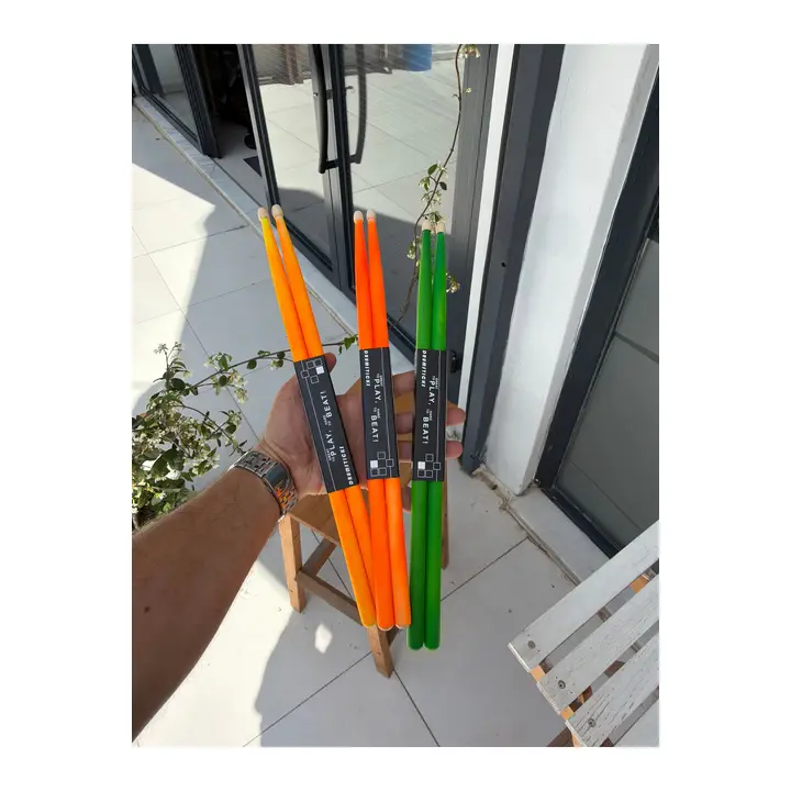 Büyütmek için tıkla Cuba Percs 5A Renkli Davul Bageti 3'lü Avantaj Paketi - Neon Sahne Serisi (3 Çift Set)