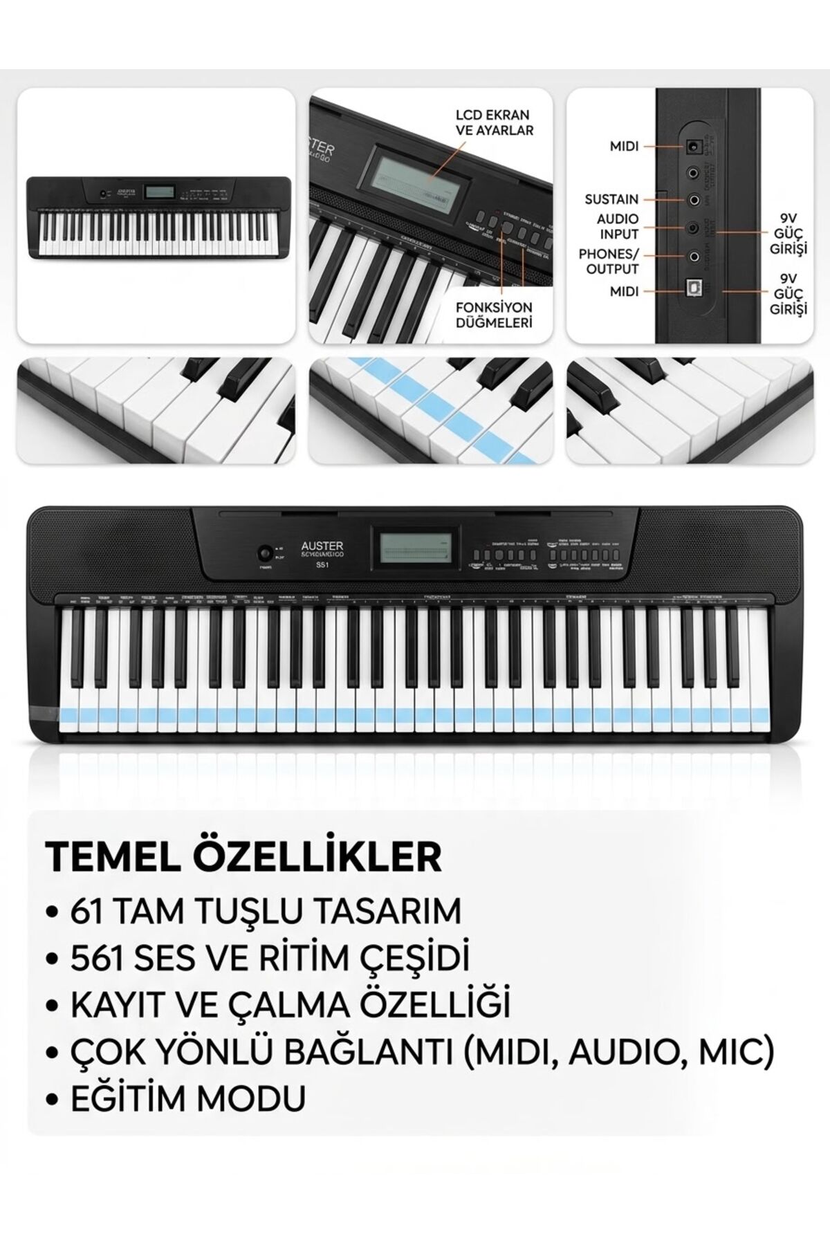 Org 61 Tuş Hassasiyetli 5 Oktav Org